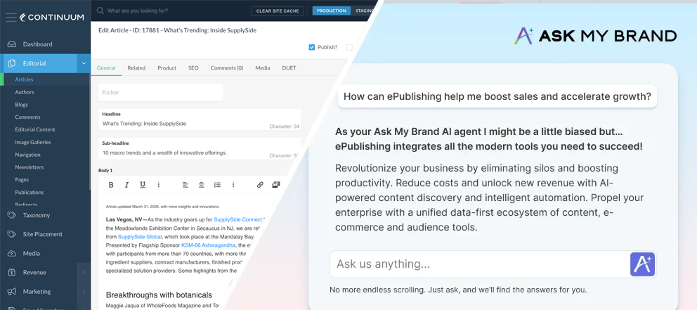 Ask My Brand & Continuum split screen